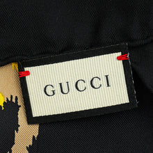 Gucci Tricolor Silk Logo Disco Leopard Square Scarf