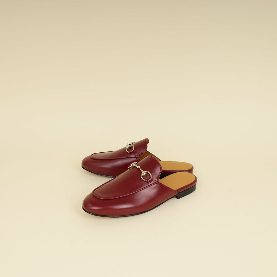 Gucci Burgundy Princetown Mules 36