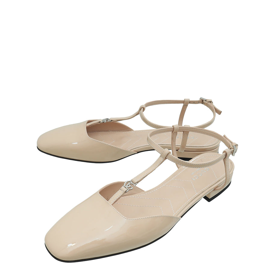 Gucci Beige Double G Ballet Flats 37