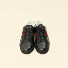 Gucci Black GG Crystal Ace Trainer w/ Web 40.5