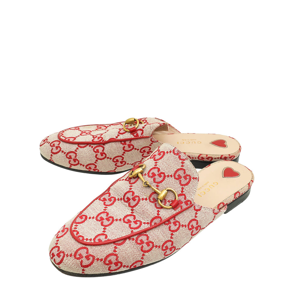Gucci Red Ebony GG Princetown Mules 36.5