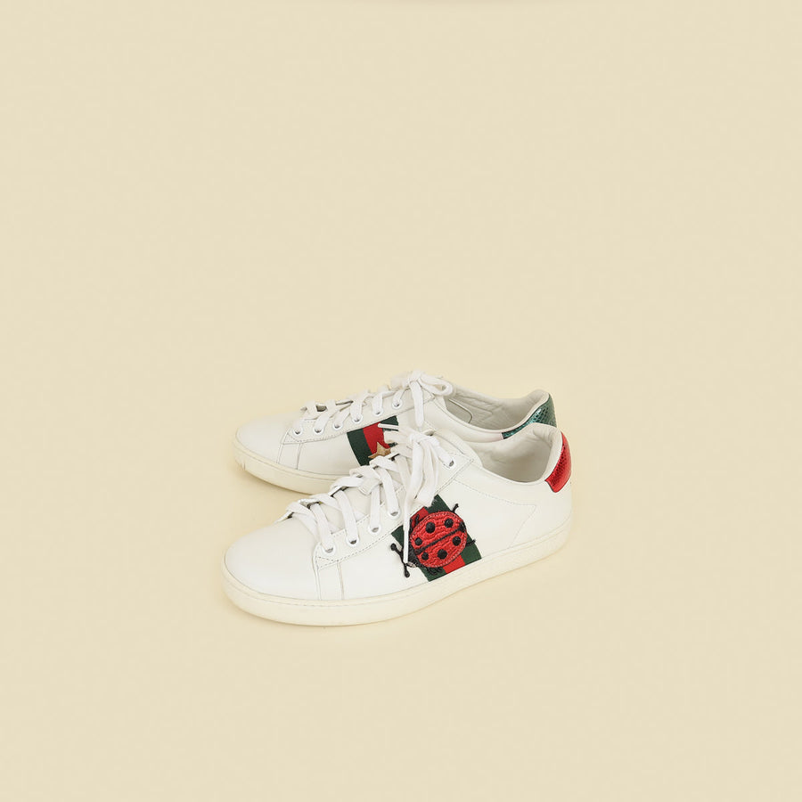 Gucci White Ace Pineapple x Ladybug Embroidered Sneakers 36.5