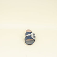 Gucci Stone Blue Harrods Exclusive Croco Embossed Maxime Crystal Slide Sandals 37