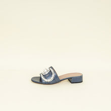Gucci Stone Blue Harrods Exclusive Croco Embossed Maxime Crystal Slide Sandals 37