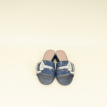 Gucci Stone Blue Harrods Exclusive Croco Embossed Maxime Crystal Slide Sandals 37