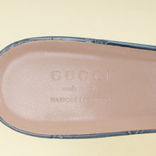 Gucci Stone Blue Harrods Exclusive Croco Embossed Maxime Crystal Slide Sandals 37