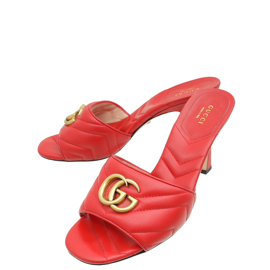Gucci Red GG Marmont Slide Mules Sandal 38