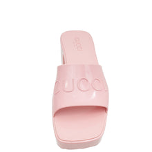 Gucci Light Pink Logo Rubber Slide Sandals 38