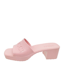 Gucci Light Pink Logo Rubber Slide Sandals 38
