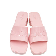 Gucci Light Pink Logo Rubber Slide Sandals 38
