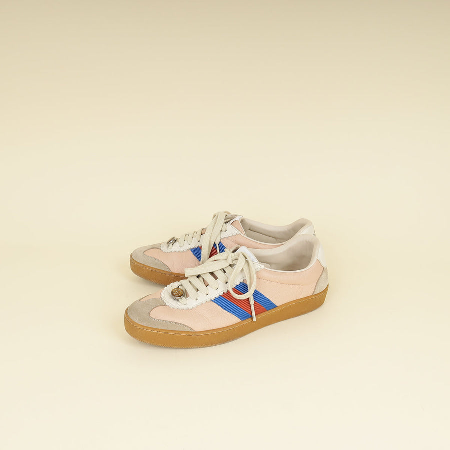 Gucci Oatmeal Soft Rose G74 Web Sneaker 38