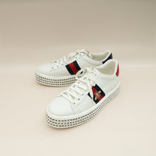 Gucci White Crystal Platform Ace Bee Sneakers 38