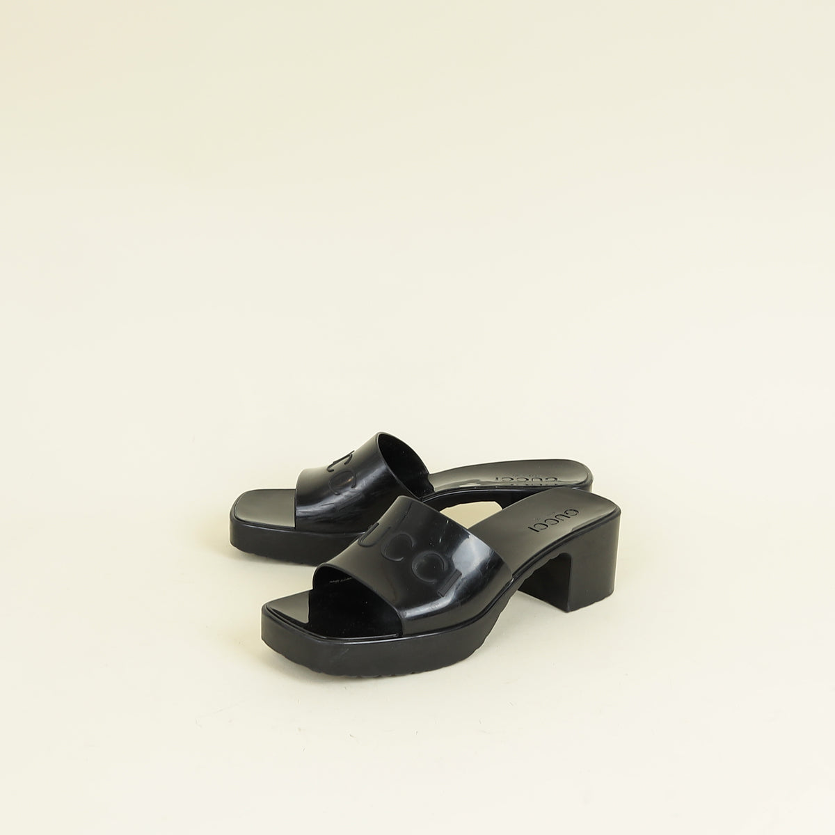 Gucci Black Logo Rubber Slide Sandal 38