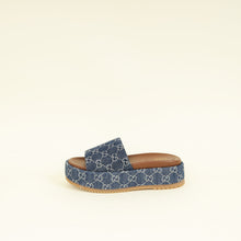 Gucci Blue Denim Platform Slide Sandals 38
