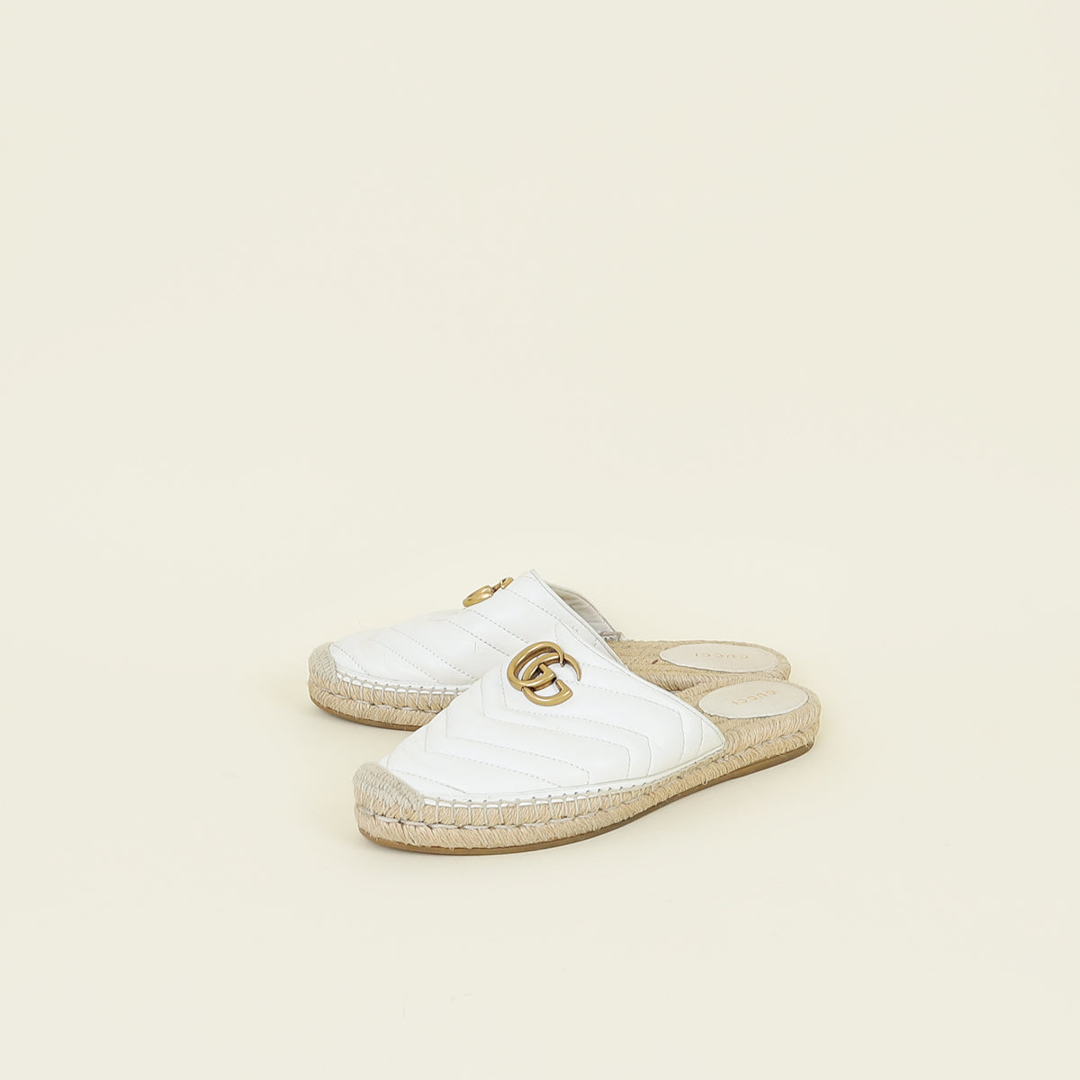 Gucci White GG Marmont Espadrille Mules 39