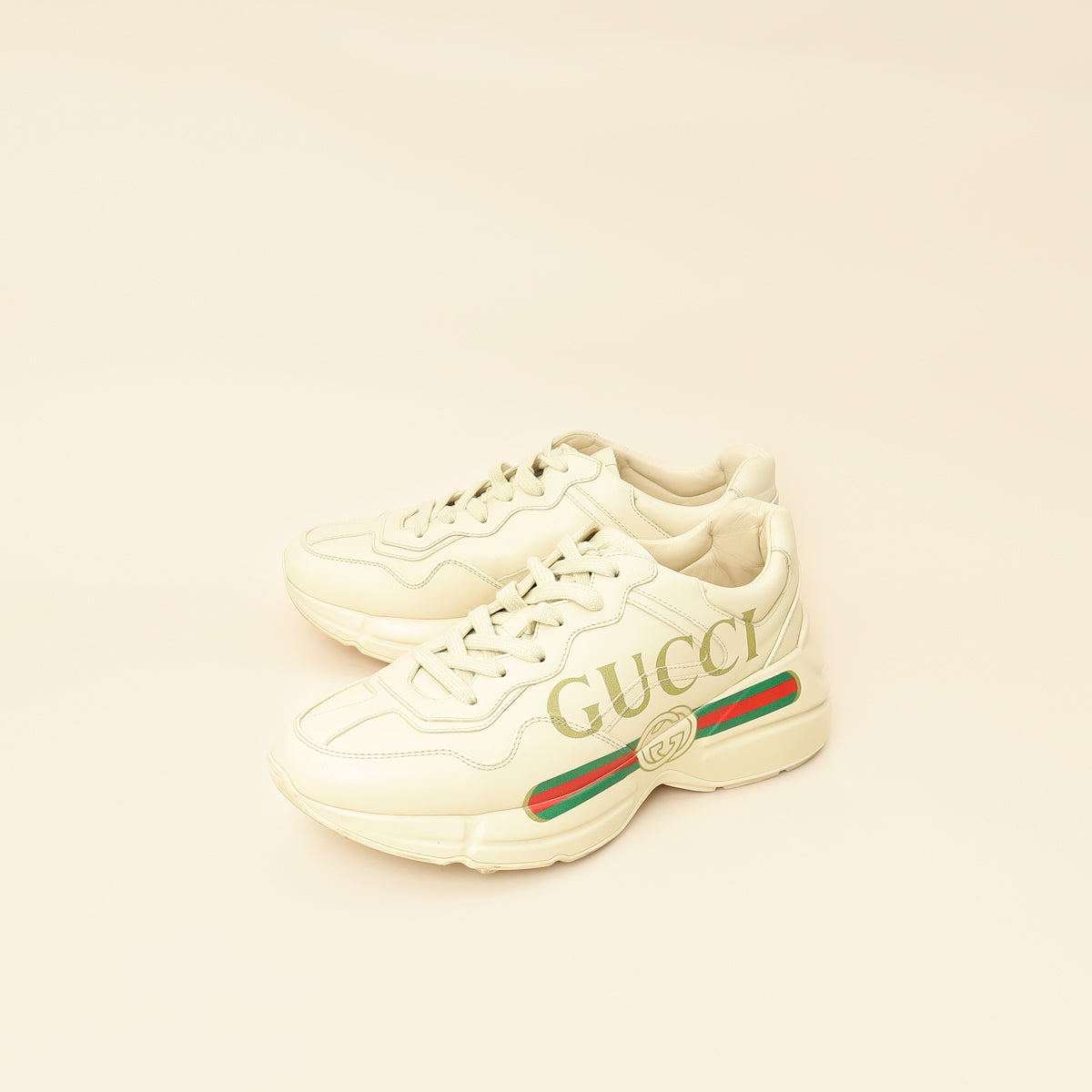 Gucci Ivory Logo Rhyton Sneakers 39