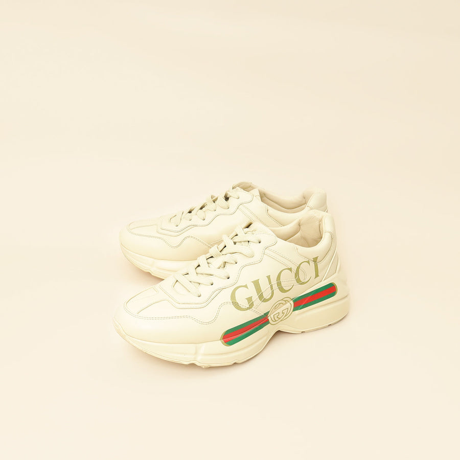Gucci Ivory Logo Rhyton Sneakers 39