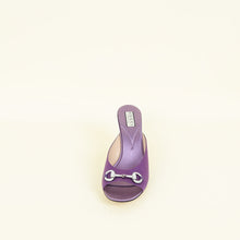 Gucci Purple Horsebit Crystal Satin Mules 42