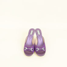 Gucci Purple Horsebit Crystal Satin Mules 42