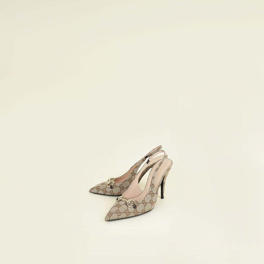 Gucci Bicolor Horsebit Slingback Pump 36.5