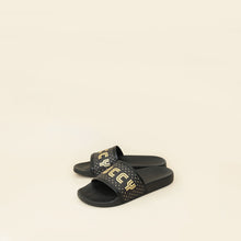 Gucci Black Supreme "Guccy" Star Rubber Slide Sandals 36