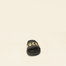 Gucci Black Supreme "Guccy" Star Rubber Slide Sandals 36