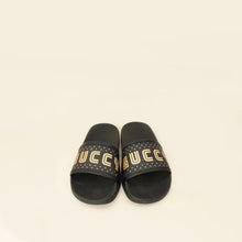 Gucci Black Supreme "Guccy" Star Rubber Slide Sandals 36