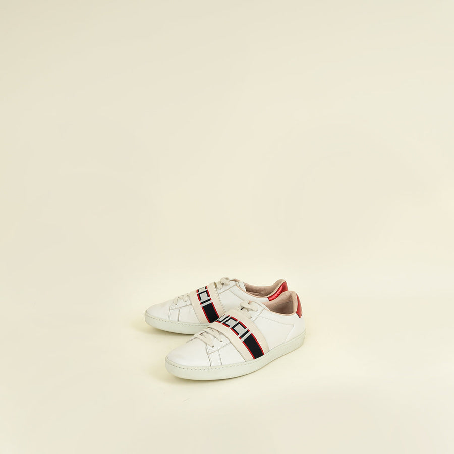 Gucci White Stripe Womens New Ace Sneakers 37.5