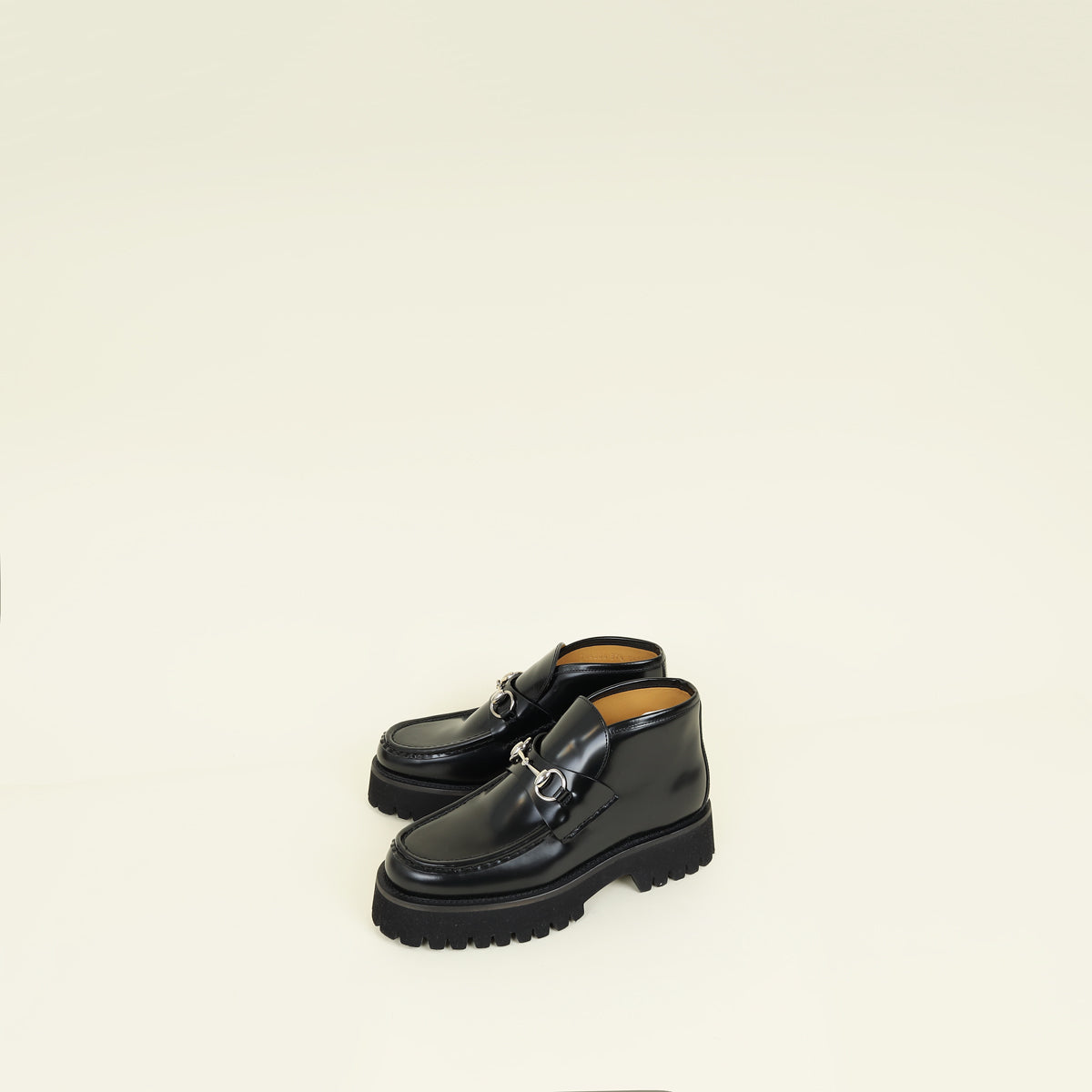 Gucci Black Cordovan Lux Horsebit Ankle Boots 37.5