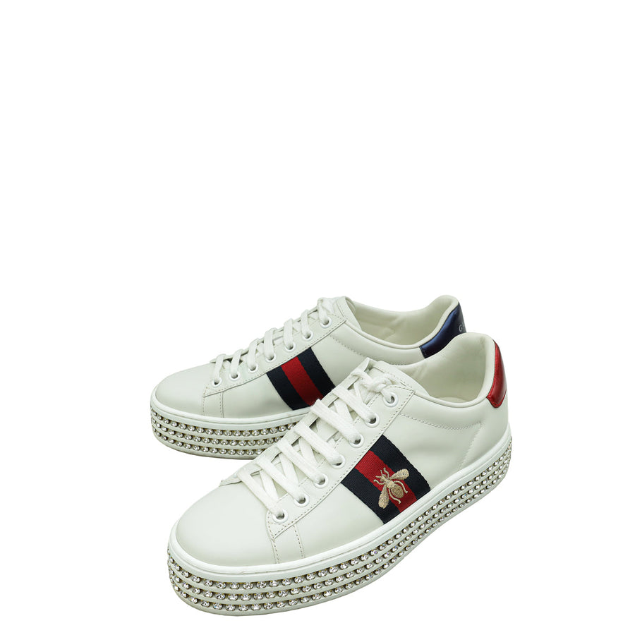 Gucci Crystal Platform Ace Bee Sneakers 37