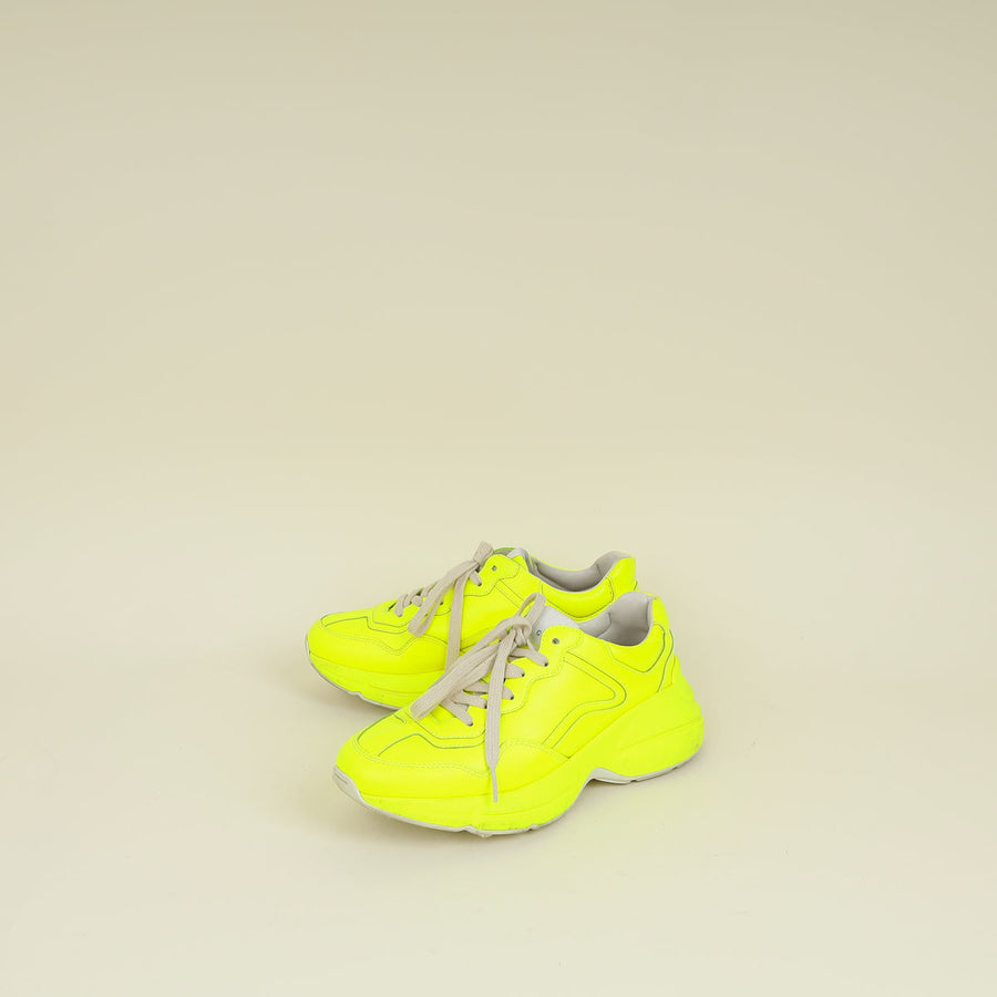 Gucci Neon Yellow Logo Rhyton Sneaker 37