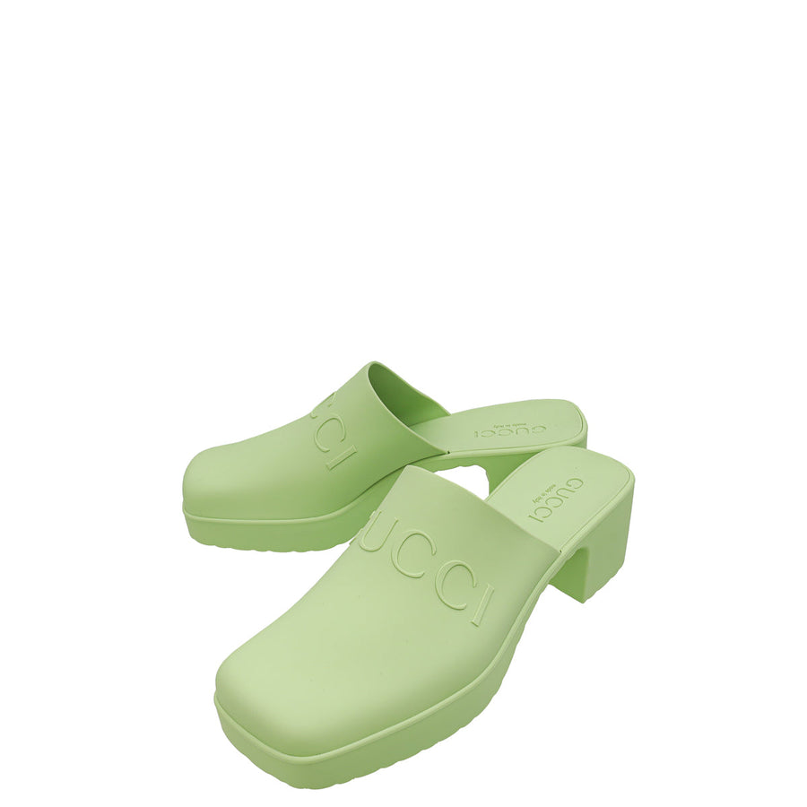 Gucci Pastel Green Logo Rubber Slip-On Sandal 37