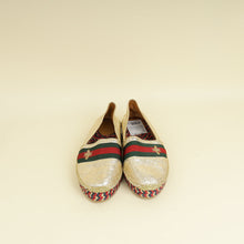 Gucci Metallic Gold Galassia Web Bee Embroidered Espadrilles 39