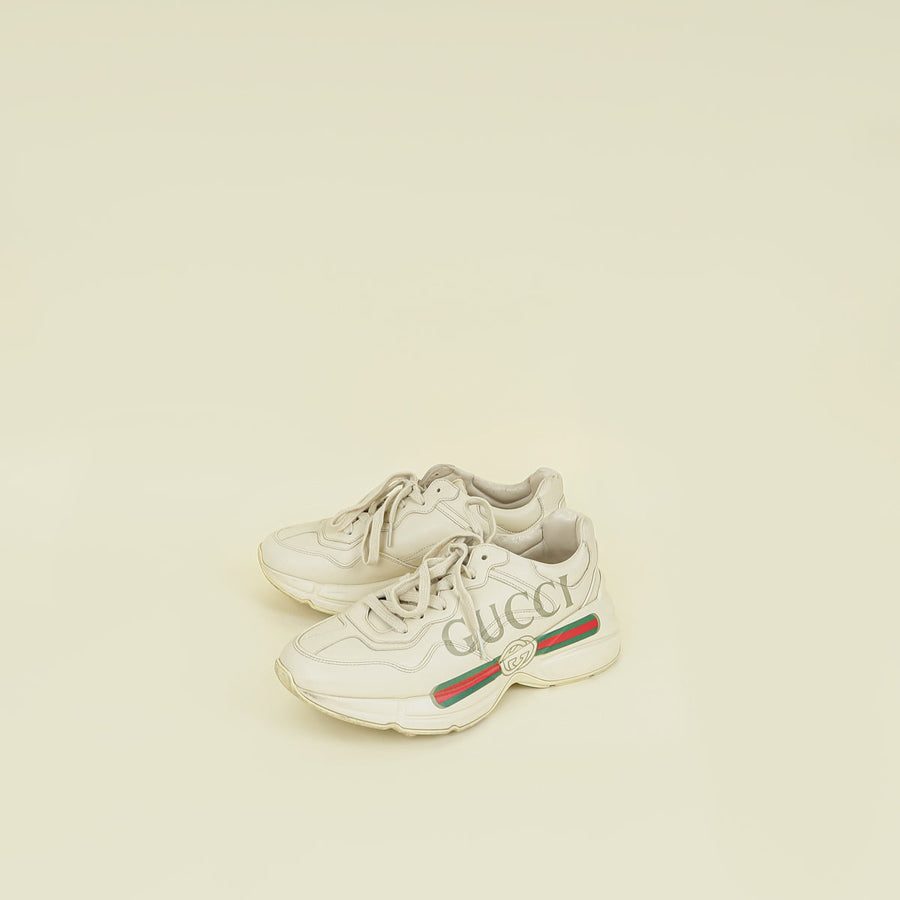Gucci Ivory Logo Rhyton Sneakers 39