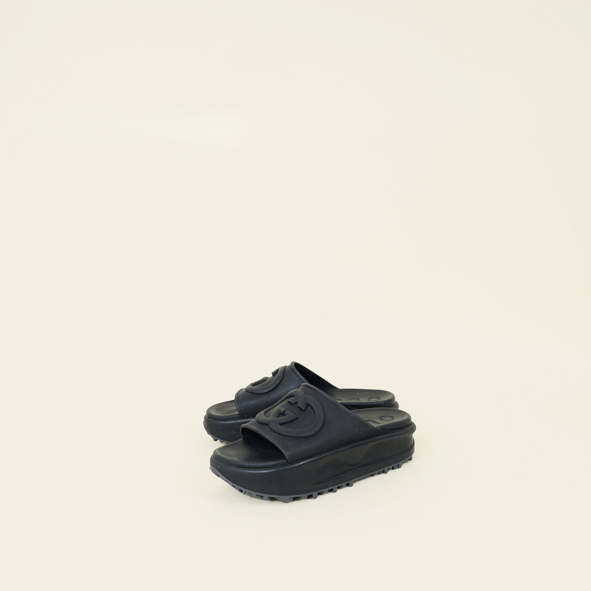 Gucci Black GG Oversize Slide Sandal 39
