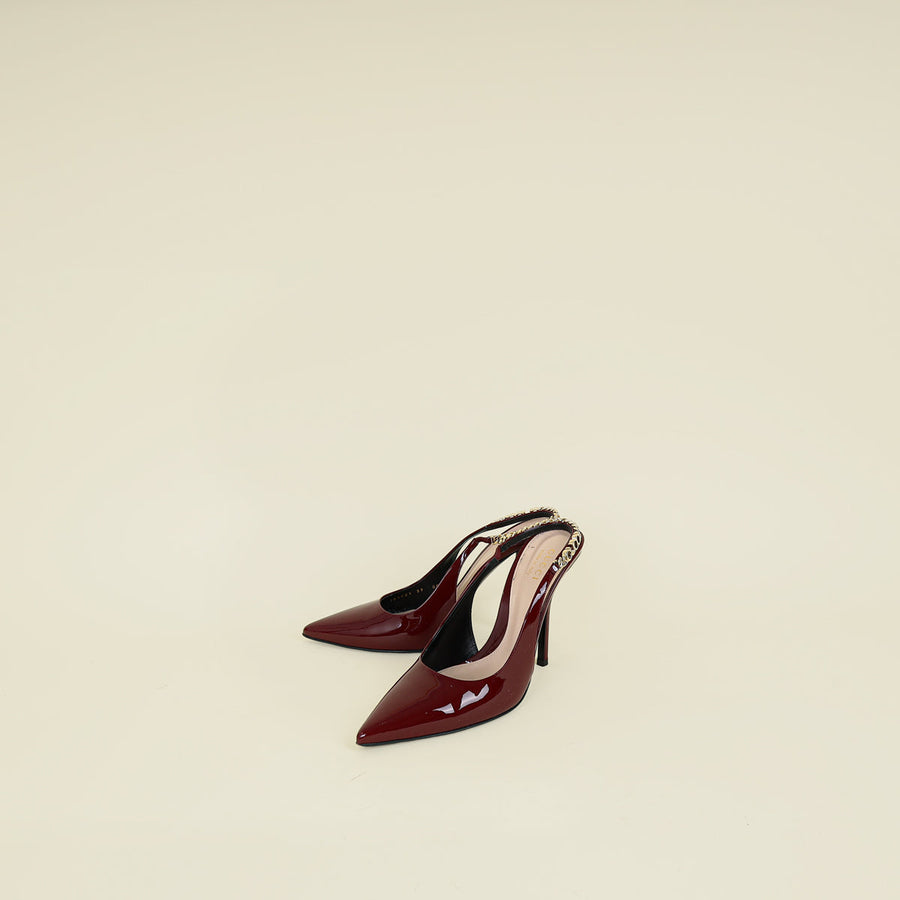 Gucci Burgundy Signoria Slingback Pumps 39