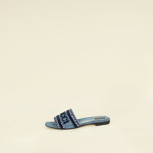 Gucci Blue Logo Embroidered Slide Sandals 41.5