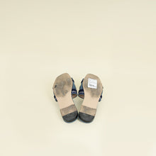 Gucci Blue Logo Embroidered Slide Sandals 41.5
