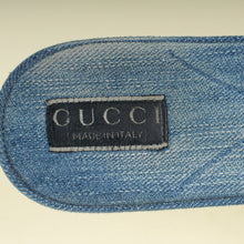 Gucci Blue Logo Embroidered Slide Sandals 41.5