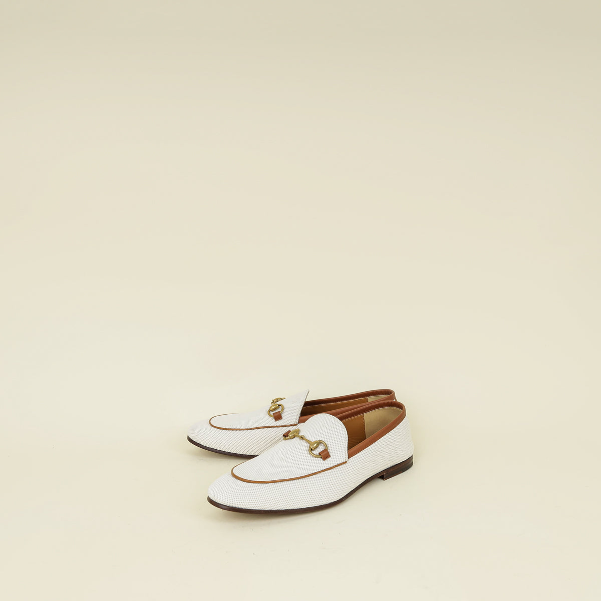Gucci Tan Natural Jordaan Toile Jacquard Loafer 9.5
