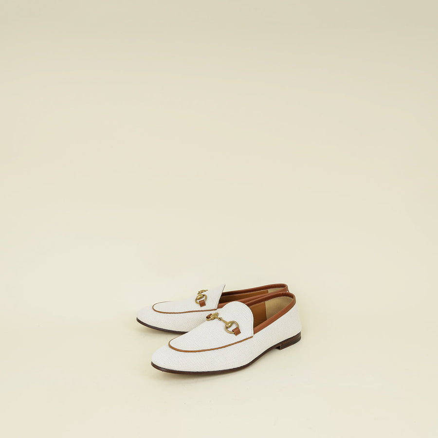 Gucci Tan Natural Jordaan Toile Jacquard Loafer 9.5
