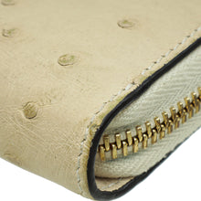 Gucci Beige Ostrich Sherry Line Sylvie Zip Around Wallet