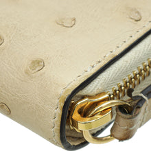 Gucci Beige Ostrich Sherry Line Sylvie Zip Around Wallet
