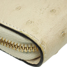 Gucci Beige Ostrich Sherry Line Sylvie Zip Around Wallet