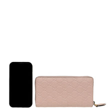 Gucci Pink Guccissima Crystal Cat Zippy Wallet