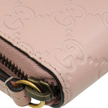 Gucci Pink Guccissima Crystal Cat Zippy Wallet