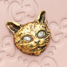 Gucci Pink Guccissima Crystal Cat Zippy Wallet