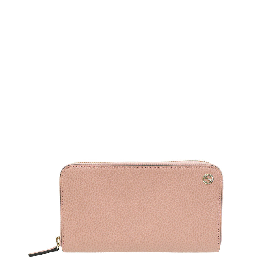 Gucci Pink GG Continental Zippy Wallet