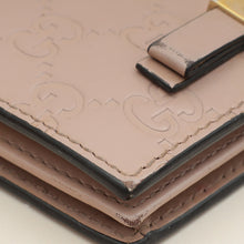 Gucci Dusty Pink GG Embossed Bow Card Case Wallet