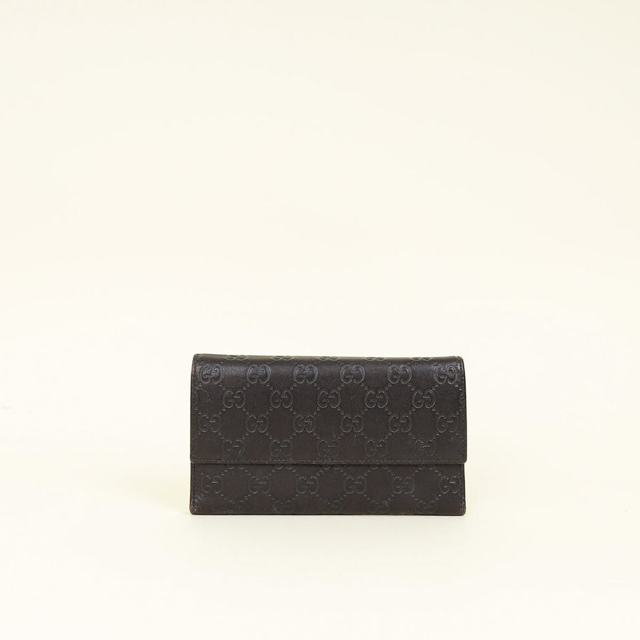 Gucci Chocolate GG Guccissima Continental Flap Wallet